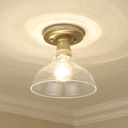 Carver BCB Flush Mount in Brushed Champagne Bronze with Clear Glass Shade - Default Title - Golden Lighting