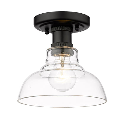 Yep by Golden Lighting Carver 1-light Flush Mount in Matte Black and Clear Glass - - Golden Lighting
