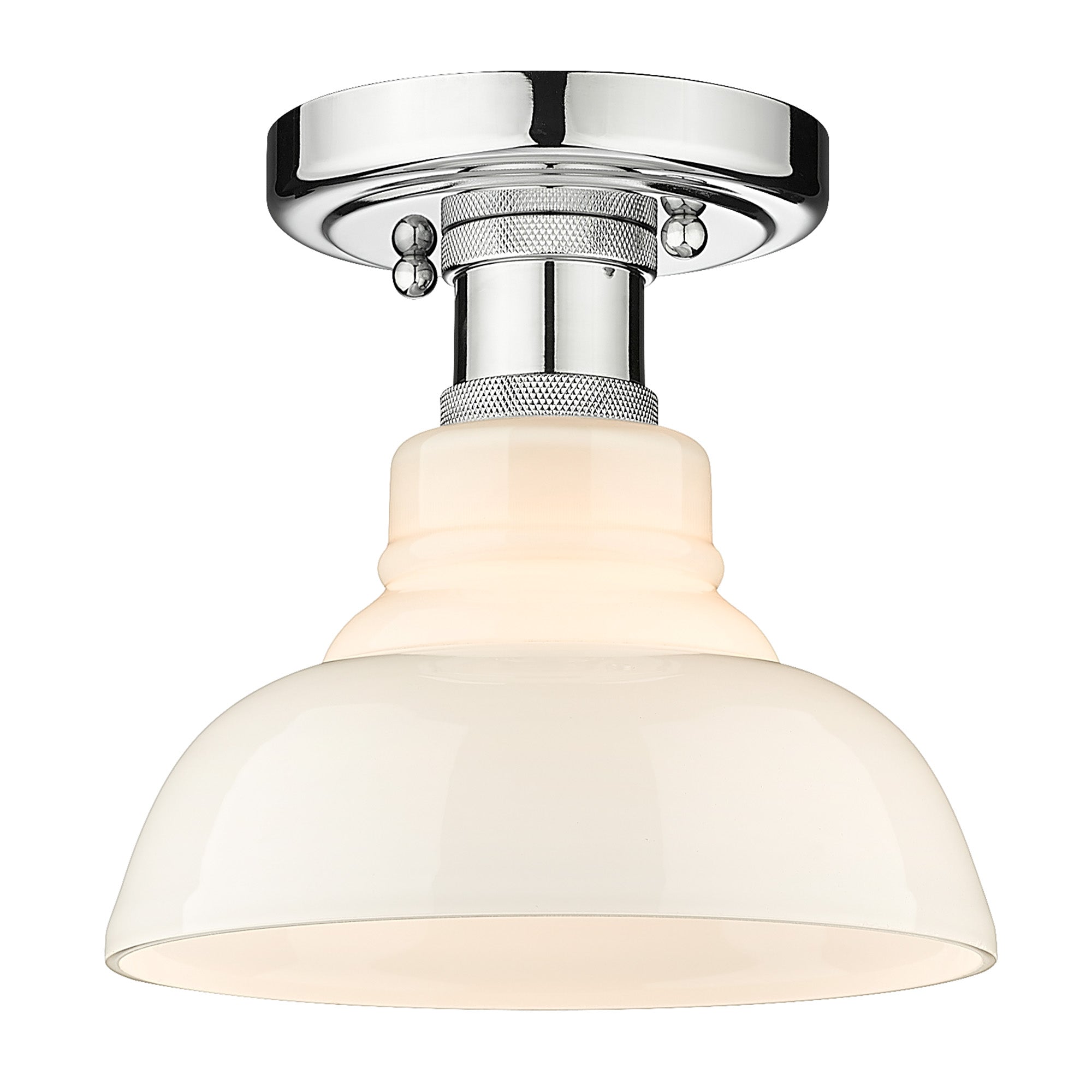 Carver CH Flush Mount in Chrome with Vintage Milk Glass Shade - Chrome / Vintage Milk Glass / White - Golden Lighting