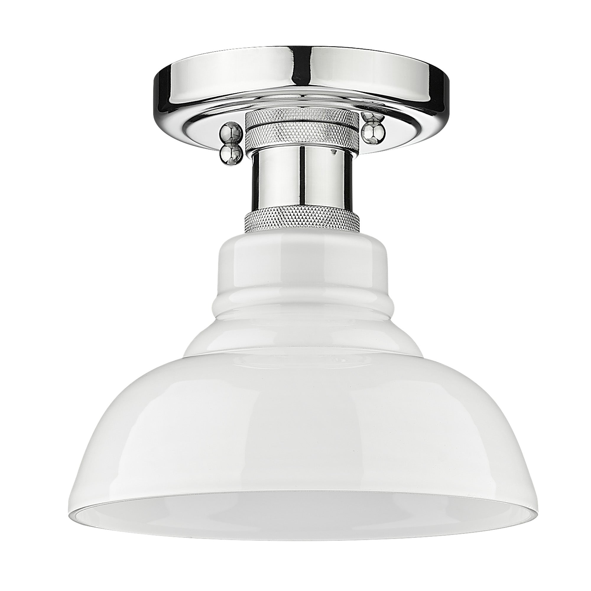 Carver CH Flush Mount in Chrome with Vintage Milk Glass Shade - - Golden Lighting