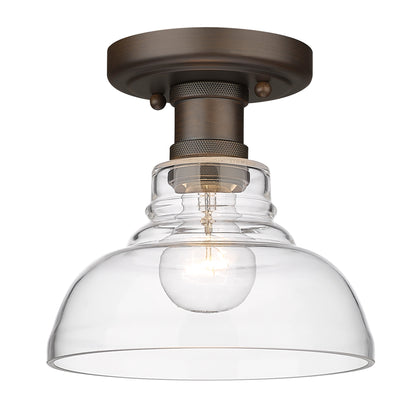 Yep by Golden Lighting Carver 1-light Flush Mount in Rubbed Bronze - Default Title - Golden Lighting