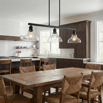 Yep by Golden Lighting Carver 3-light Island Light in Matte Black and Clear Glass - - Golden Lighting