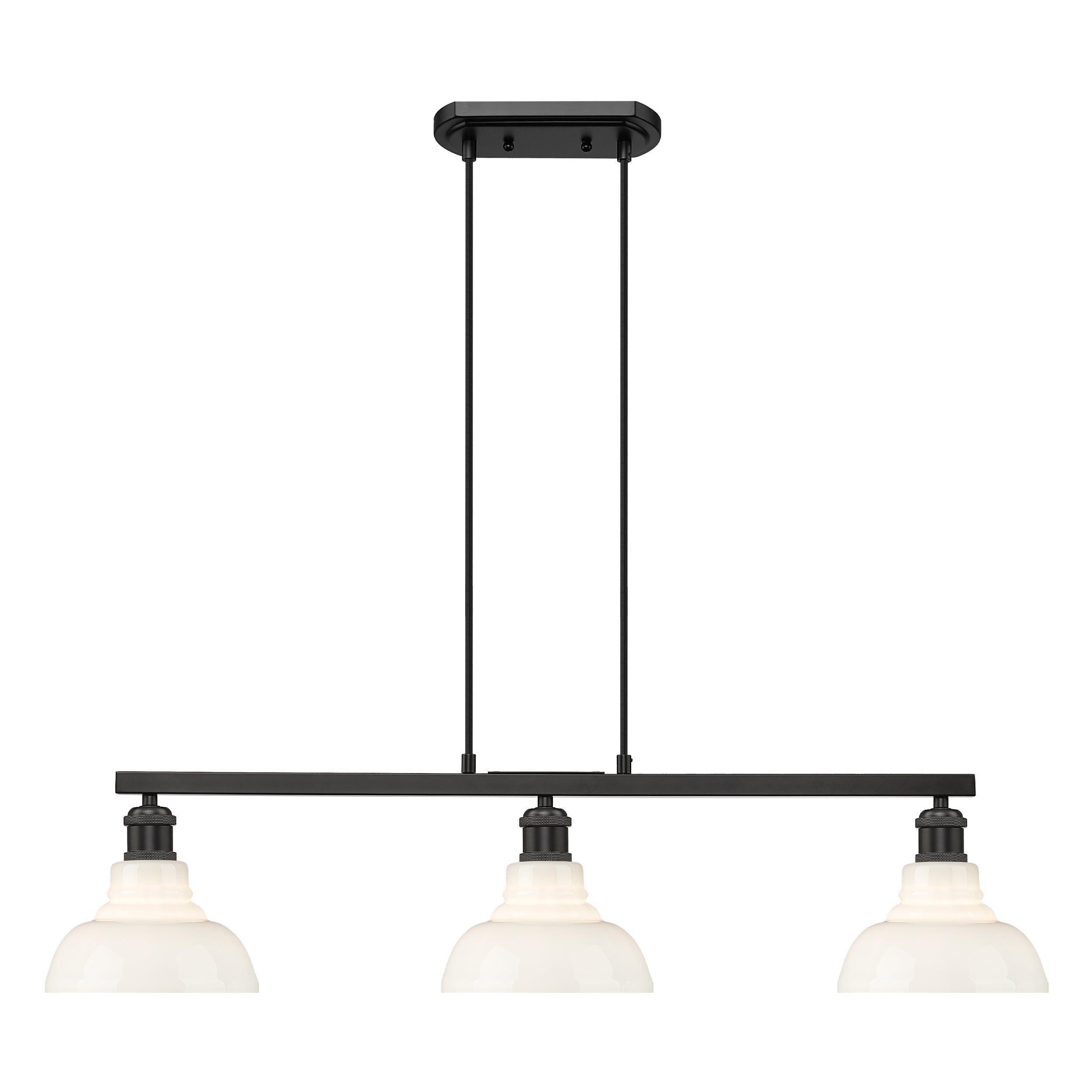 Carver 3-Light Linear Pendant in Matte Black with Vintage Milk Glass - Matte Black / Vintage Milk Glass / White - Golden Lighting