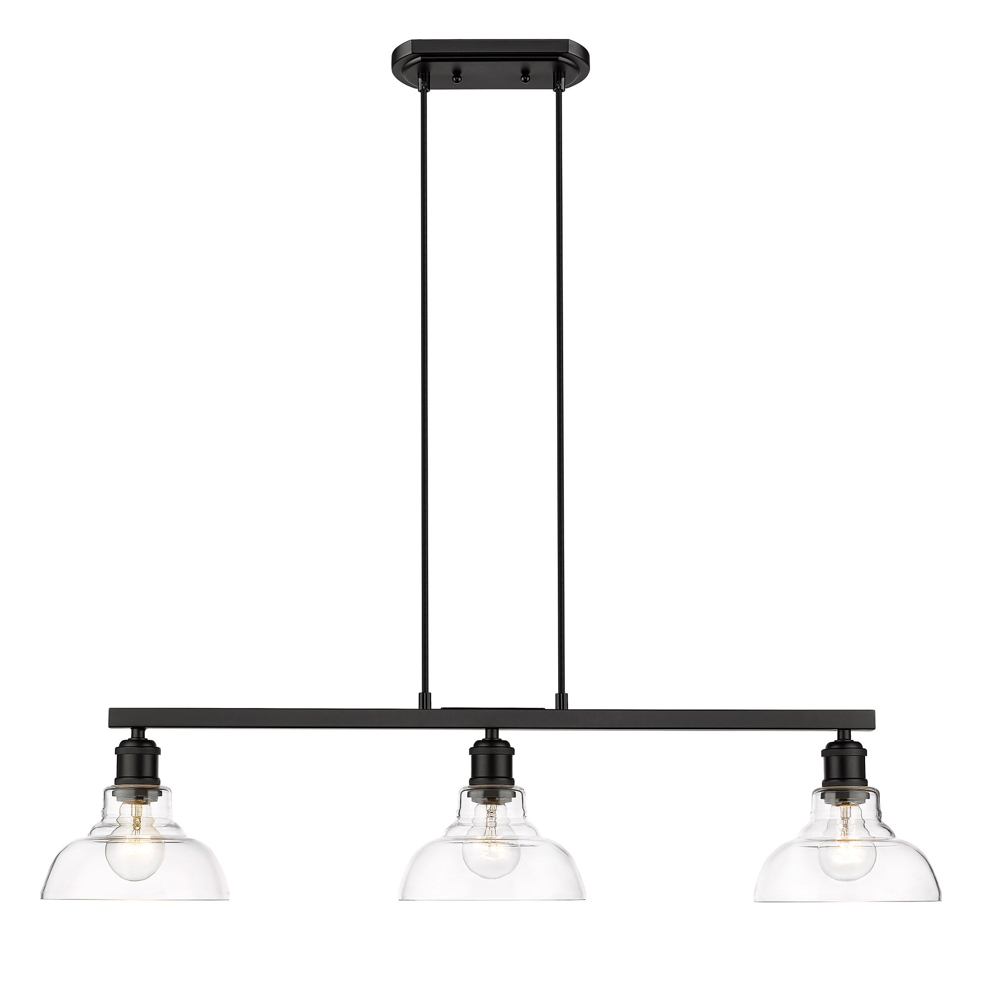 Carver Linear Pendant in Matte Black - Matte Black / Clear Glass / Clear - Golden Lighting