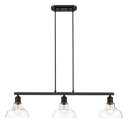 Carver Linear Pendant in Matte Black - Matte Black / Clear Glass / Clear - Golden Lighting