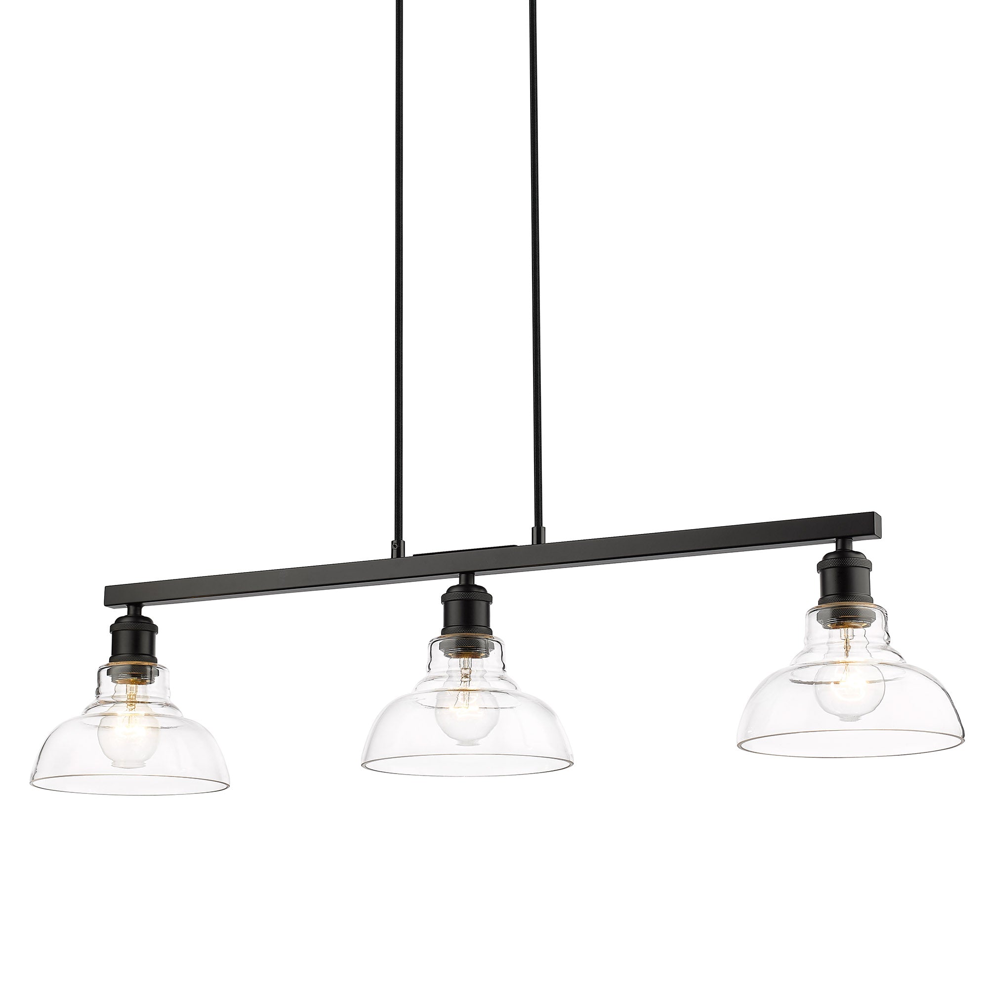 Yep by Golden Lighting Carver 3-light Island Light in Matte Black and Clear Glass