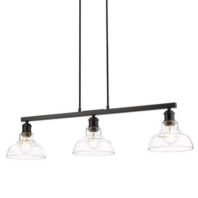 Yep by Golden Lighting Carver 3-light Island Light in Matte Black and Clear Glass - - Golden Lighting