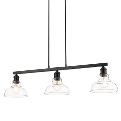 Yep by Golden Lighting Carver 3-light Island Light in Matte Black and Clear Glass