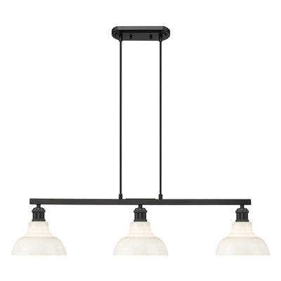 Yep by Golden Lighting Carver 3-light Island Light in Matte Black and Vintage Milk Glass - - Golden Lighting