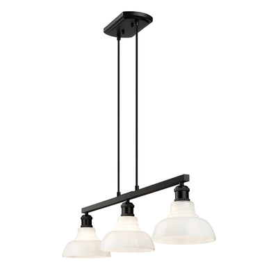 Yep by Golden Lighting Carver 3-light Island Light in Matte Black and Vintage Milk Glass - Default Title - Golden Lighting
