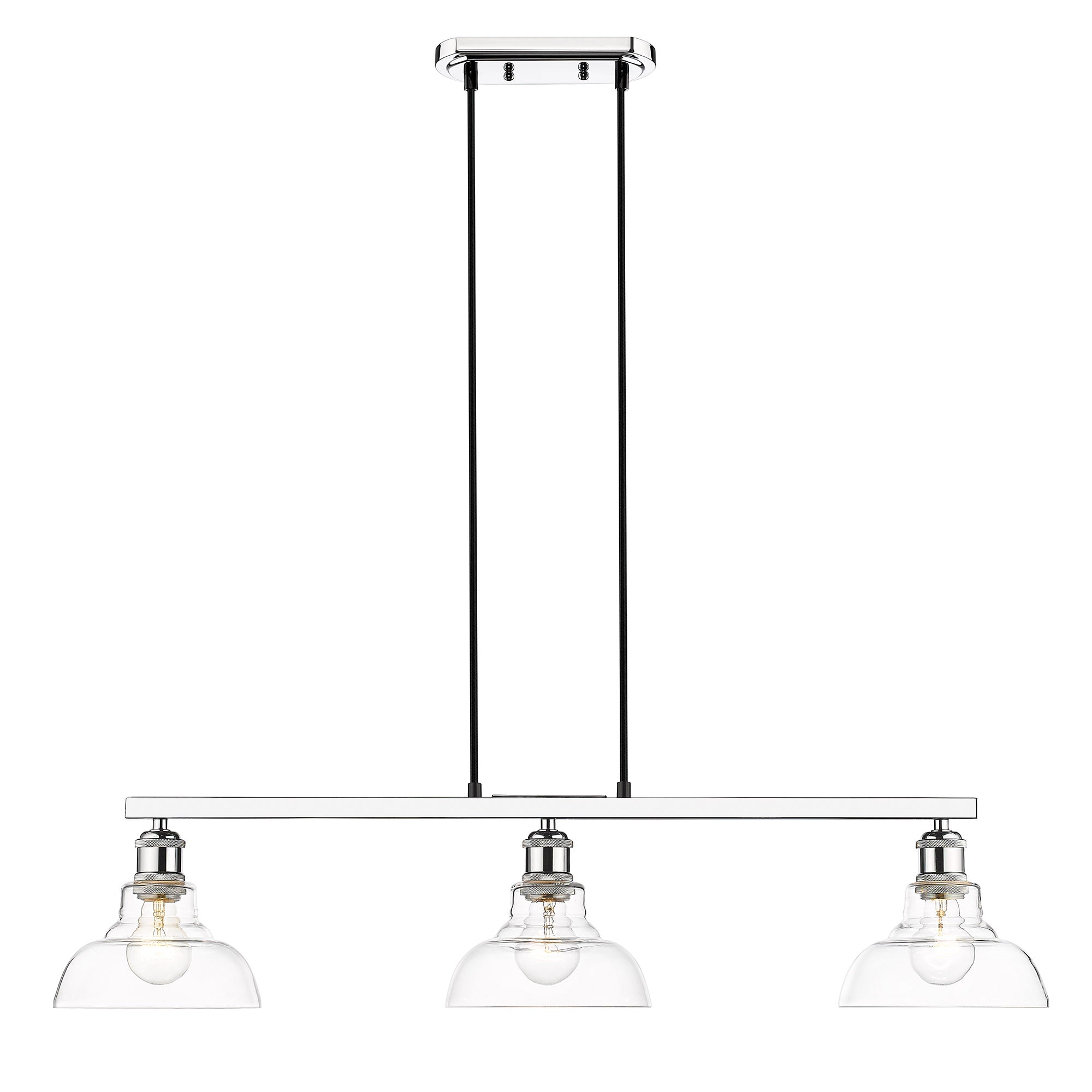 Carver Linear Pendant in Chrome - Chrome / Clear Glass / Clear - Golden Lighting