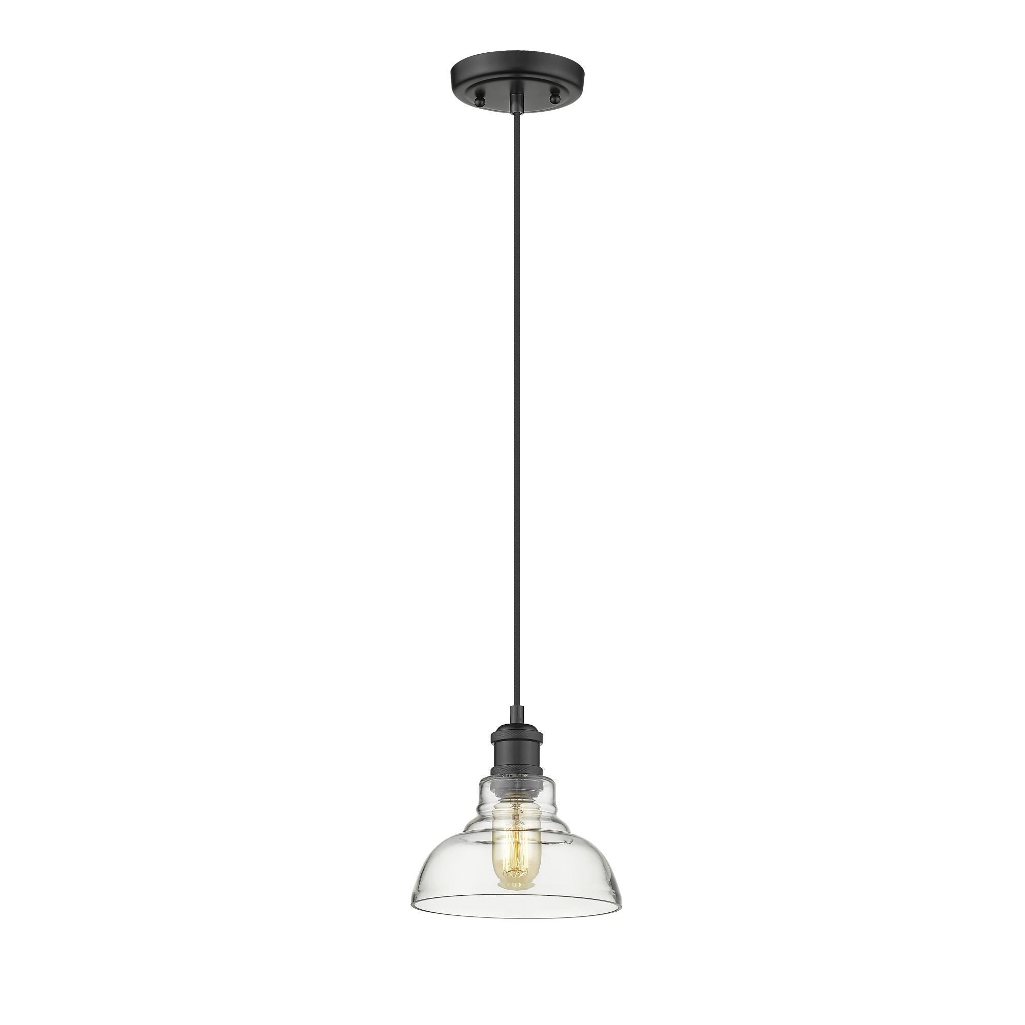 Carver 1-Light Pendant in Matte Black with Clear Glass Shade - Default Title - Golden Lighting