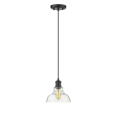 Yep by Golden Lighting Carver 1-light Pendant in Matte Black and Clear Glass - - Golden Lighting
