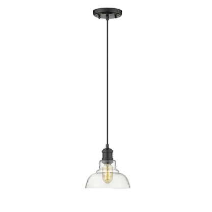 Carver 1-Light Pendant in Matte Black with Clear Glass Shade - - Golden Lighting