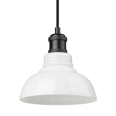 Yep by Golden Lighting Carver 1-light Pendant in Matte Black and Vintage Milk Glass - - Golden Lighting