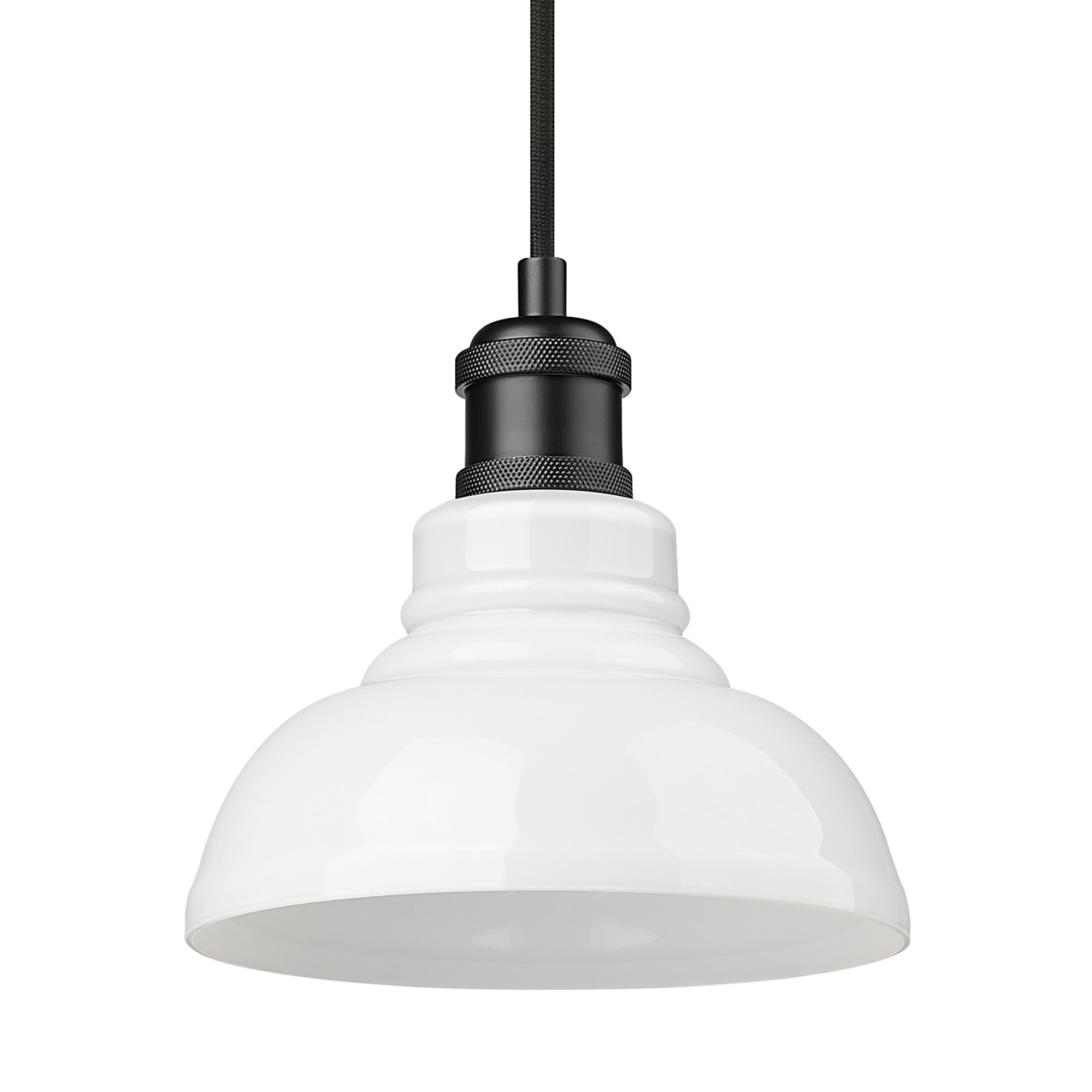 Carver BLK Small Pendant in Matte Black with Vintage Milk Glass Shade - - Golden Lighting