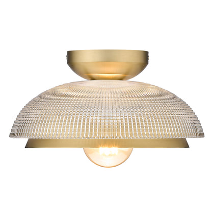 Golden Lighting Crawford 1-light Flush Mount in Brushed Champagne Brass - - Golden Lighting