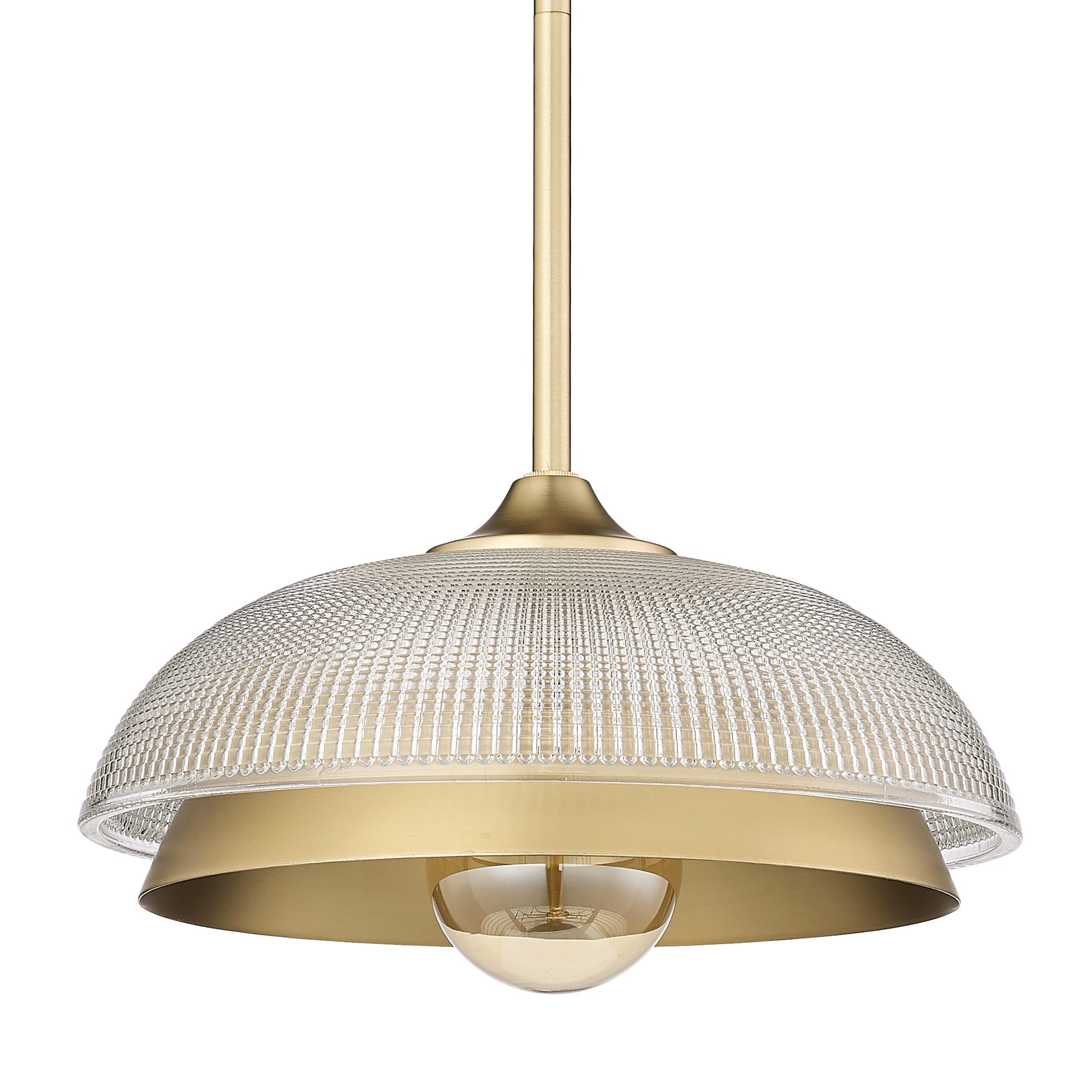 Crawford Mini Pendant in Brushed Champagne Bronze with Retro Prism Glass Shade - - Golden Lighting