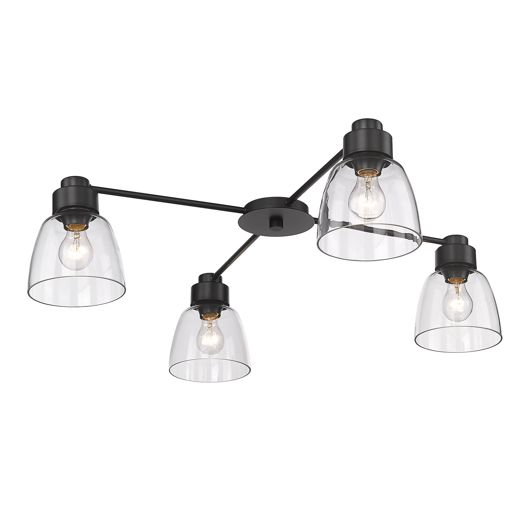 Remy 4 Light Flush Mount in Matte Black with Clear Glass Shade - - Golden Lighting