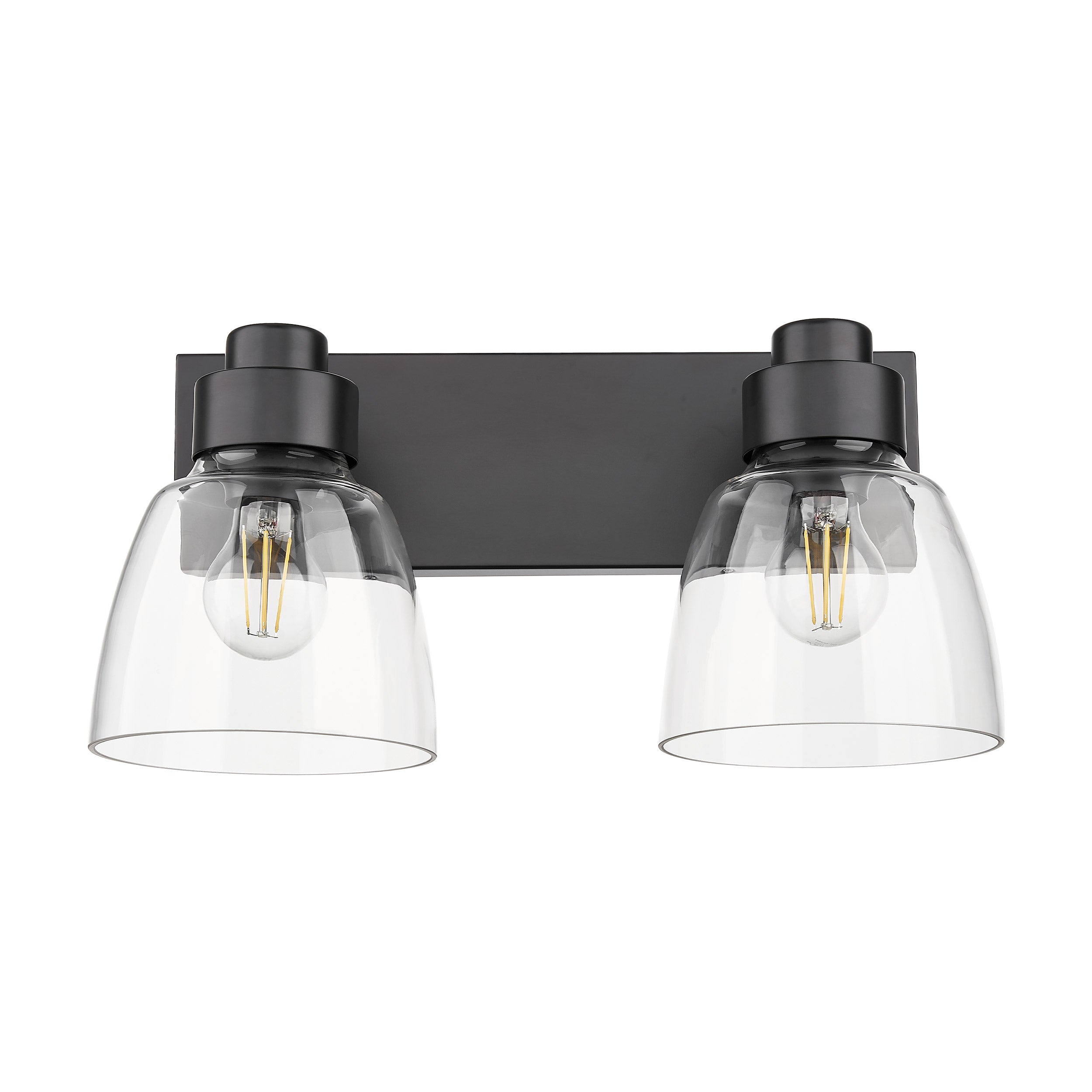 Remy 2 Light Bath Vanity in Matte Black with Clear Glass Shade - Default Title - Golden Lighting