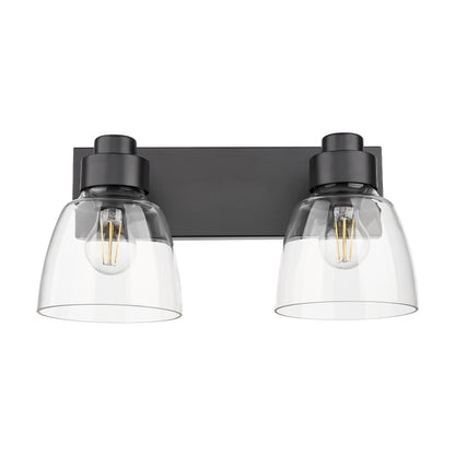 Remy 2 Light Bath Vanity in Matte Black with Clear Glass Shade - Default Title - Golden Lighting