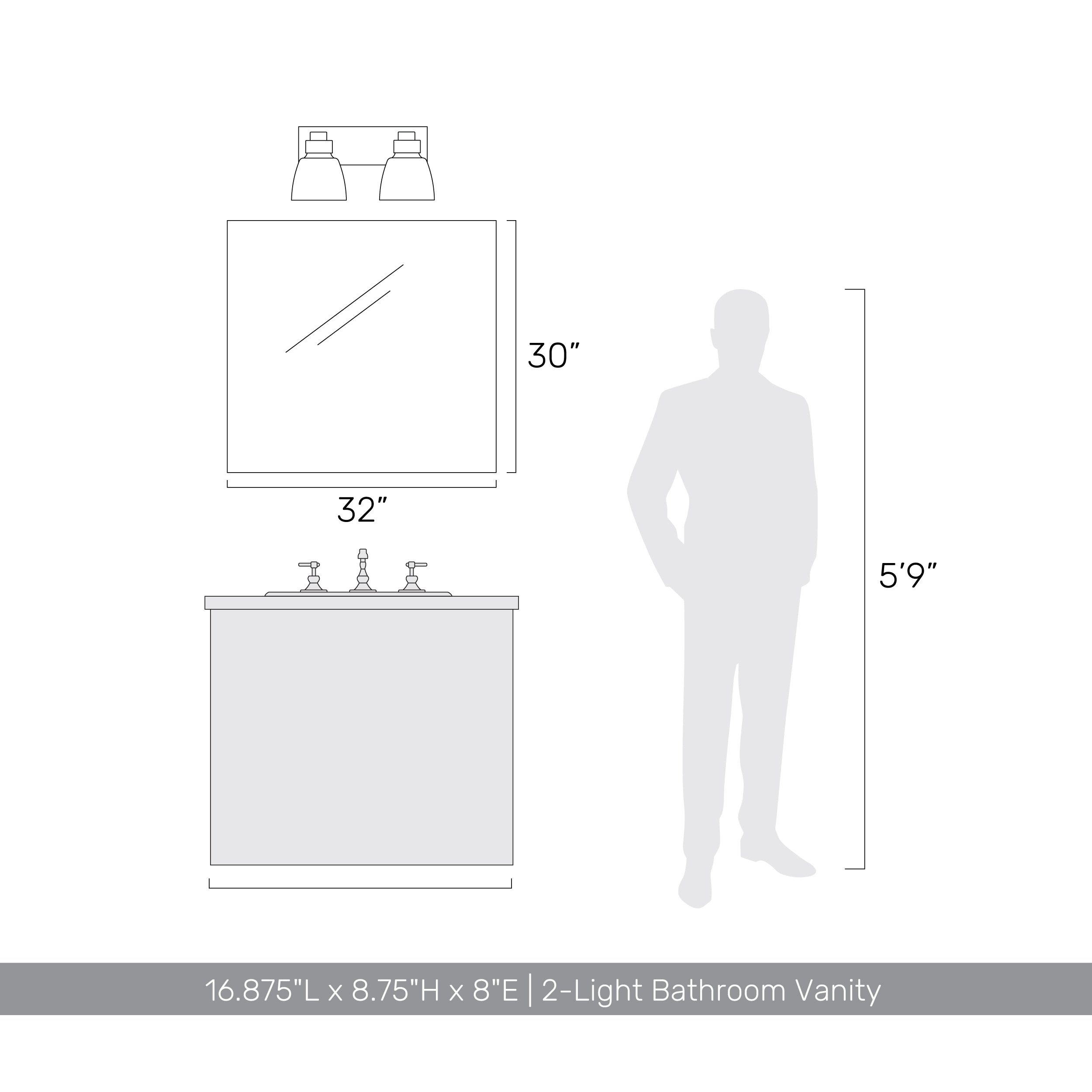 Golden Lighting Remy 2-light Vanity in Matte Black - - Golden Lighting