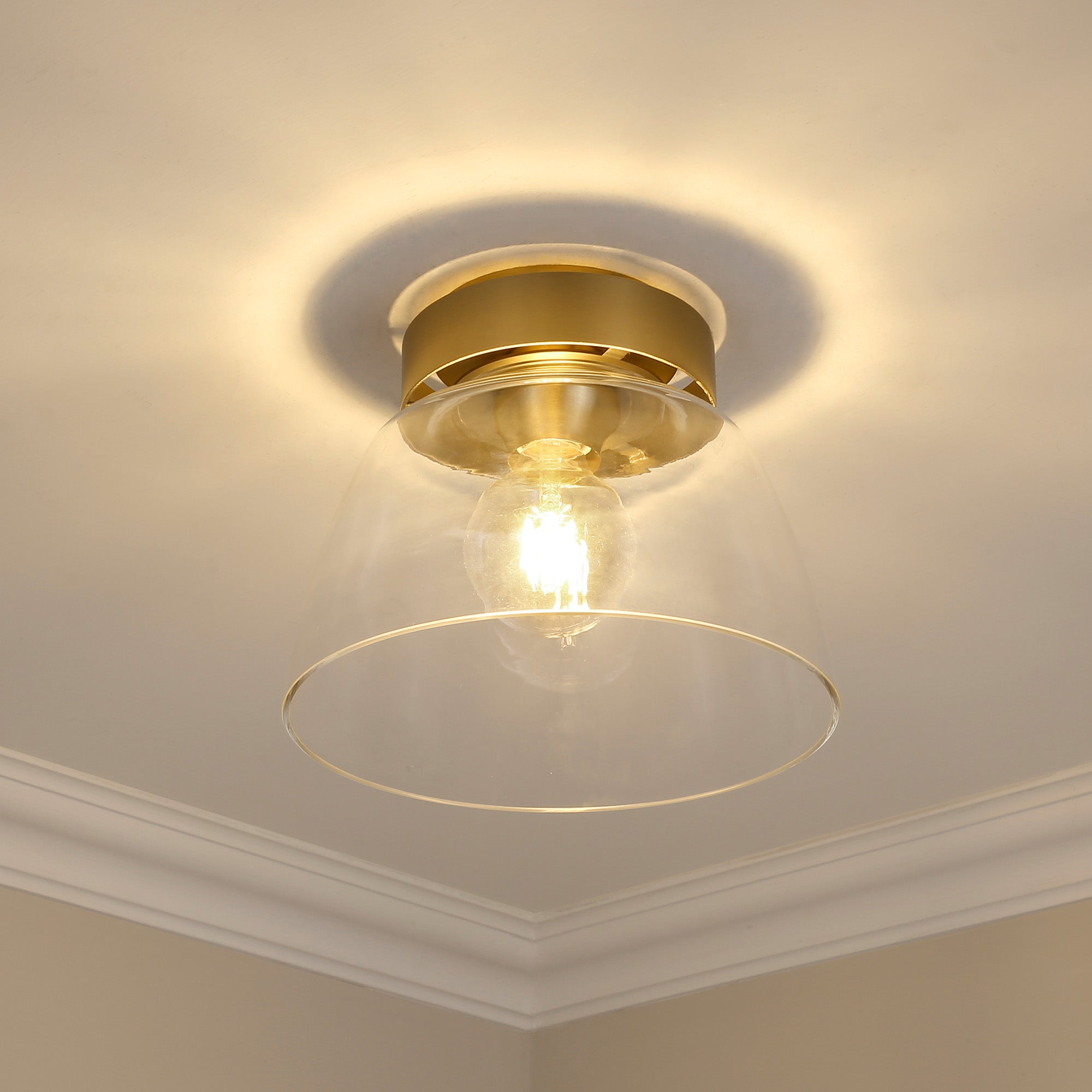 Golden Lighting Remy 1-light Flush Mount in Brushed Champagne Brass - - Golden Lighting