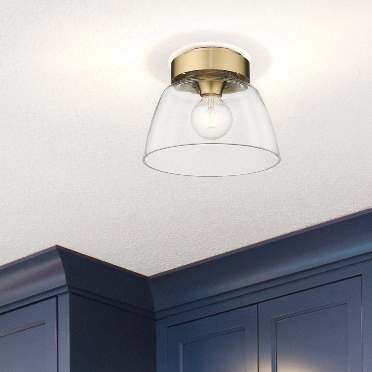 Golden Lighting Remy 1-light Flush Mount in Brushed Champagne Brass - - Golden Lighting