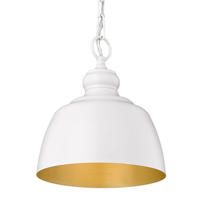 Holmes 1-light Pendant in Matte White, alternate view - Golden Lighting