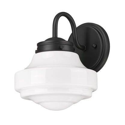 Ingalls 1 Light Wall Sconce in Matte Black with Vintage Milk Glass Shade - - Golden Lighting