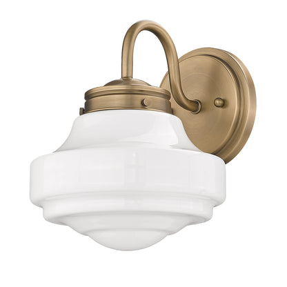 Ingalls MBS 1 Light Wall Sconce in Modern Brass with Vintage Milk Glass Shade - - Golden Lighting