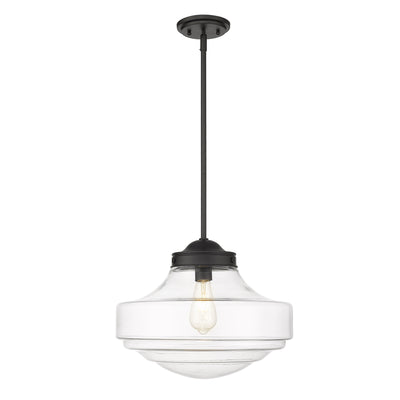 Golden Lighting Ingalls 1-light 16in Pendant in Matte Black and Clear Glass - - Golden Lighting