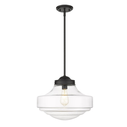Golden Lighting Ingalls 1-light 16in Pendant in Matte Black and Clear Glass - - Golden Lighting