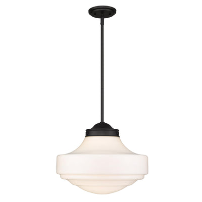 Golden Lighting Ingalls 1-light 16in Pendant in Matte Black and Vintage Milk Glass - - Golden Lighting