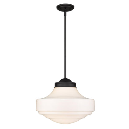 Golden Lighting Ingalls 1-light 16in Pendant in Matte Black and Vintage Milk Glass - - Golden Lighting