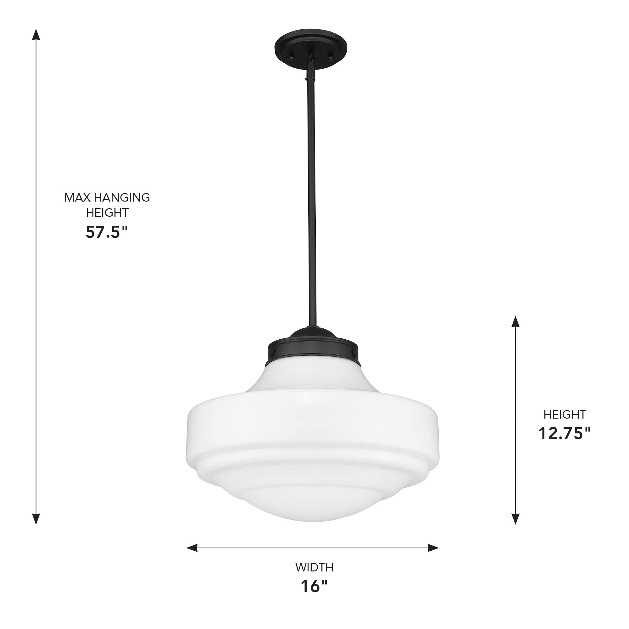Golden Lighting Ingalls 1-light 16in Pendant in Matte Black and Vintage Milk Glass - - Golden Lighting