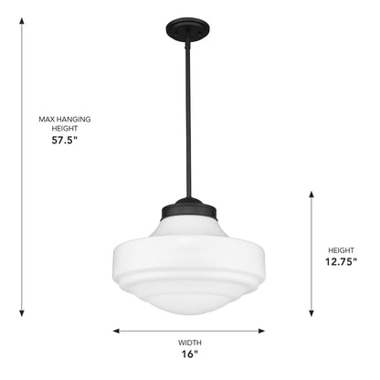 Golden Lighting Ingalls 1-light 16in Pendant in Matte Black and Vintage Milk Glass - - Golden Lighting