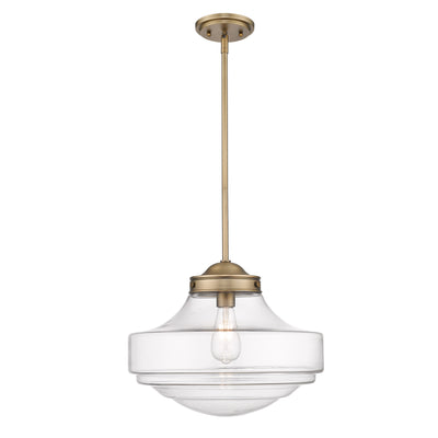 Golden Lighting Ingalls 1-light 16in Pendant in Modern Brass and Clear Glass - - Golden Lighting