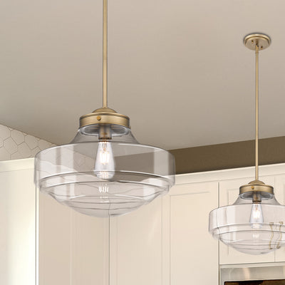 Golden Lighting Ingalls 1-light 16in Pendant in Modern Brass and Clear Glass - - Golden Lighting