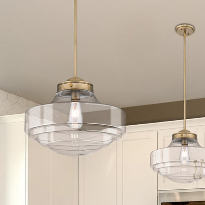Golden Lighting Ingalls 1-light 16in Pendant in Modern Brass and Clear Glass - - Golden Lighting