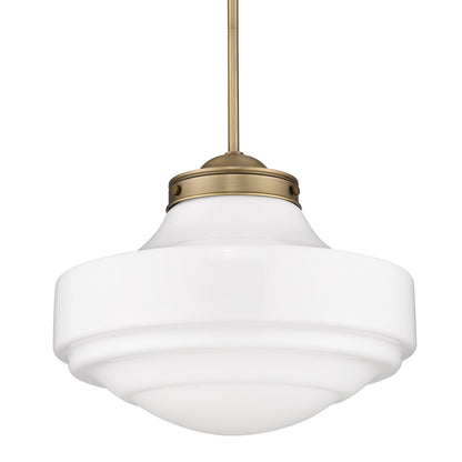Golden Lighting Ingalls 1-light 16in Pendant in Modern Brass and Vintage Milk Glass - - Golden Lighting