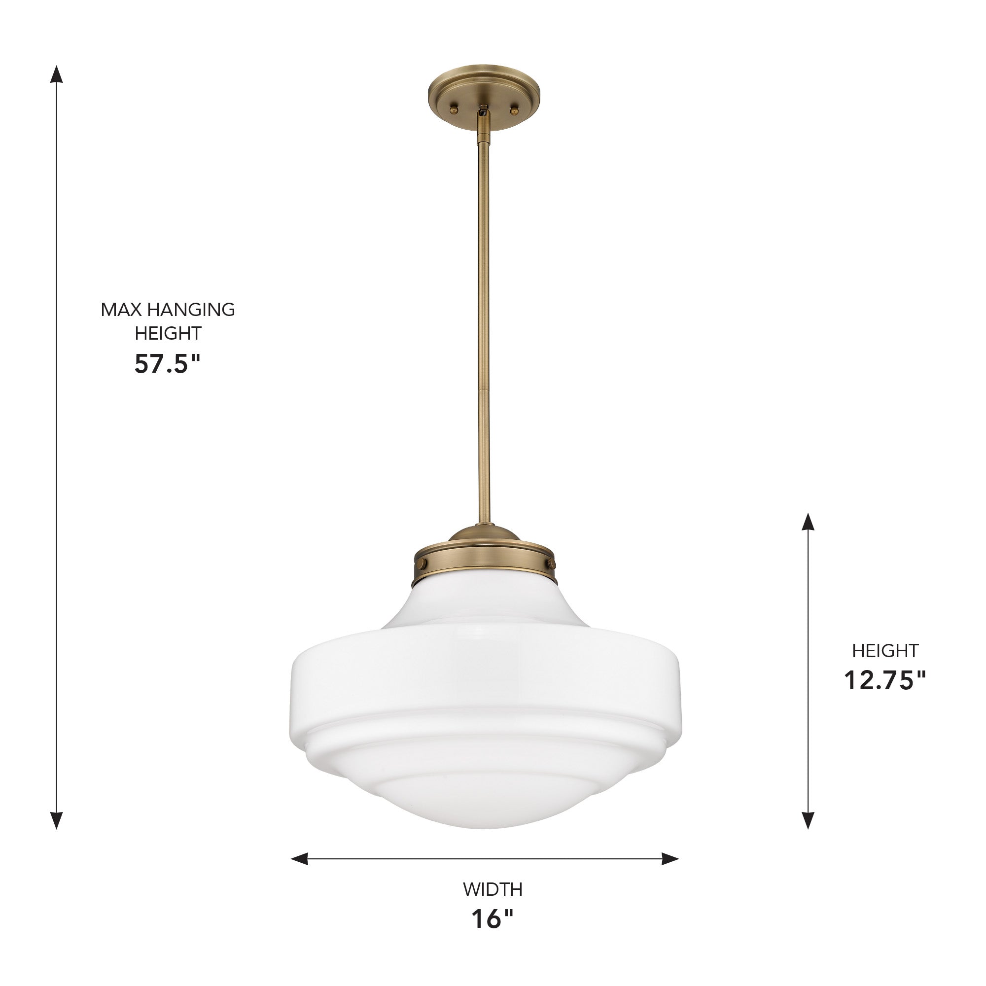 Golden Lighting Ingalls 1-light 16in Pendant in Modern Brass and Vintage Milk Glass - - Golden Lighting