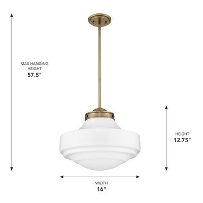 Golden Lighting Ingalls 1-light 16in Pendant in Modern Brass and Vintage Milk Glass - - Golden Lighting