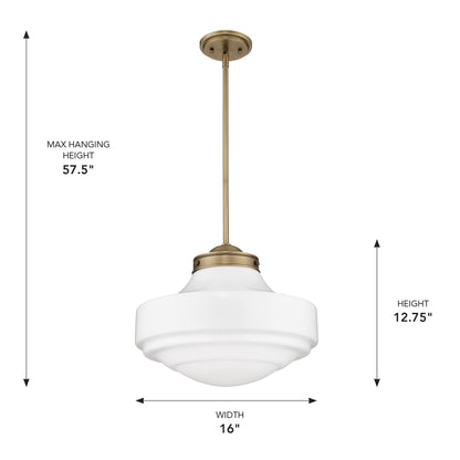 Golden Lighting Ingalls 1-light 16in Pendant in Modern Brass and Vintage Milk Glass - - Golden Lighting