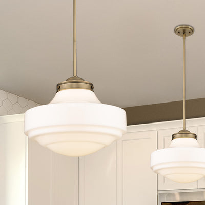 Golden Lighting Ingalls 1-light 16in Pendant in Modern Brass and Vintage Milk Glass - - Golden Lighting