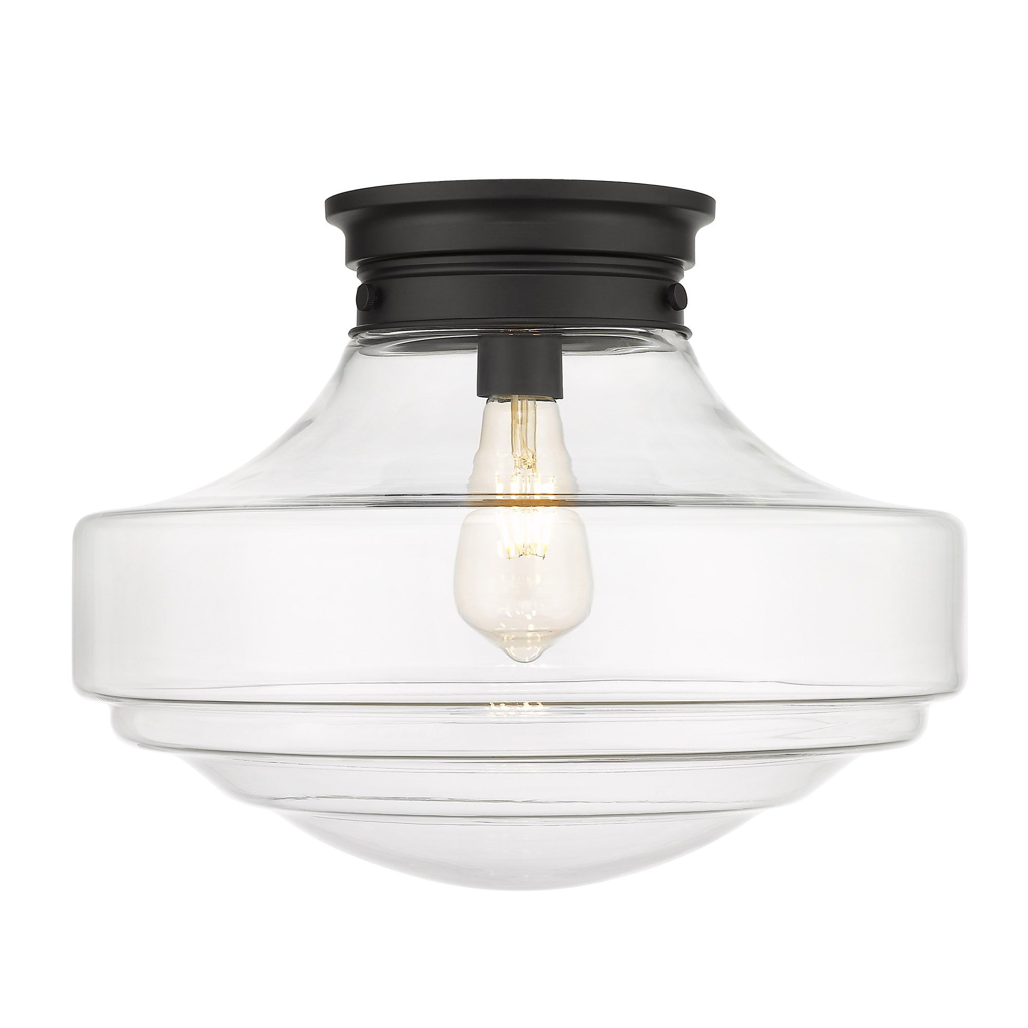 Golden Lighting Ingalls 1-light 16in Semi-Flush Mount in Matte Black and Clear Glass - - Golden Lighting