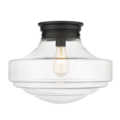 Golden Lighting Ingalls 1-light 16in Semi-Flush Mount in Matte Black and Clear Glass - - Golden Lighting