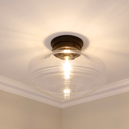 Golden Lighting Ingalls 1-light 16in Semi-Flush Mount in Matte Black and Clear Glass - - Golden Lighting