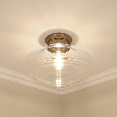 Golden Lighting Ingalls 1-light 16in Semi-Flush Mount in Modern Brass and Clear Glass - - Golden Lighting