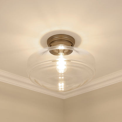 Golden Lighting Ingalls 1-light 16in Semi-Flush Mount in Modern Brass and Clear Glass - - Golden Lighting